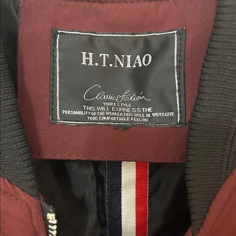 SHEIN Men's Burgundy Bomber Jacket size large